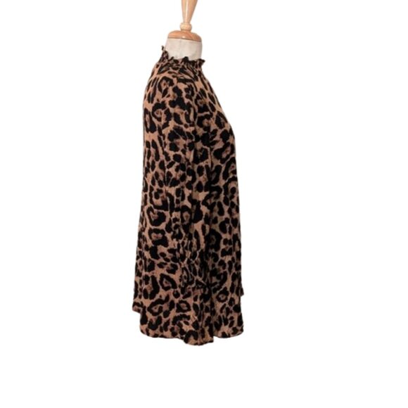 Nasty Gal High Collar Leopard Print Mini Dress  0 - Picture 2 of 9